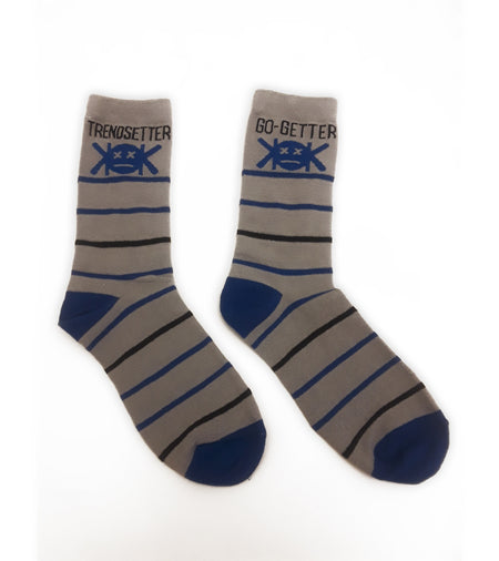 GRAY stripe Socks (royal blue & black)