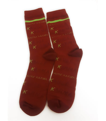RED KK socks (burgundy & lime green)