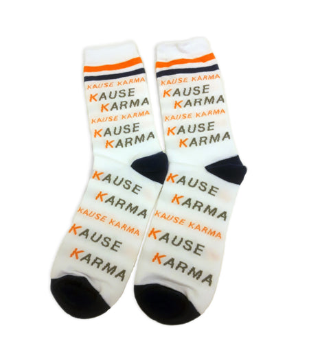 WHITE KK Socks (royal blue & orange)